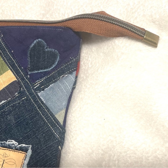 Bohemian Unique One-of-a-Kind Denim Patchwork Clutch Wristlet bag - Picture 15 of 16